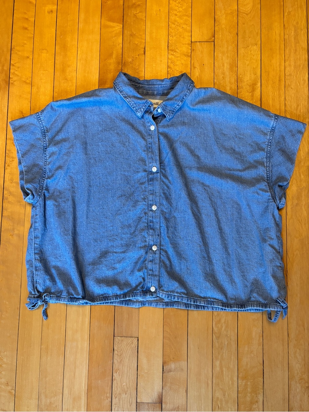 EUC Madewell Denim Side-Tie Button Down Short Sleeve Shirt | Women’s Plus XXL
